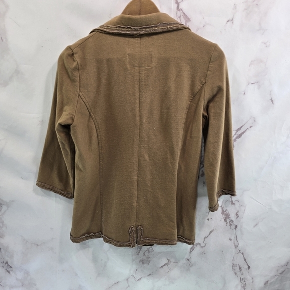 Anthropologie Jacket Womens Small Brown Zipper Artsy Art Knit Nick Mo Blazer - Picture 5 of 11